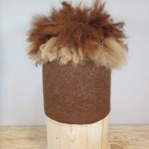 Hand-felted woolen hat with baby alpaca pompon